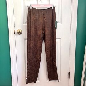 Lysse Brown Faux Suede Leather Pants S NWT